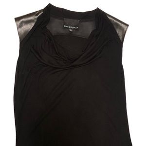 Cynthia Rowley Faux Leather Shoulder Tank